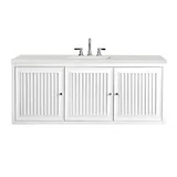 Athens 60" Single Vanity, Glossy White w/ 3 CM Lime Delight Silestone Top