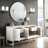 Athens 60" Single Vanity, Glossy White w/ 3 CM Lime Delight Silestone Top