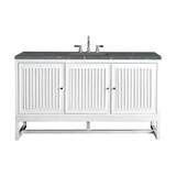 Athens 60" Single Vanity, Glossy White w/ 3 CM Parisien Bleu Silestone Top