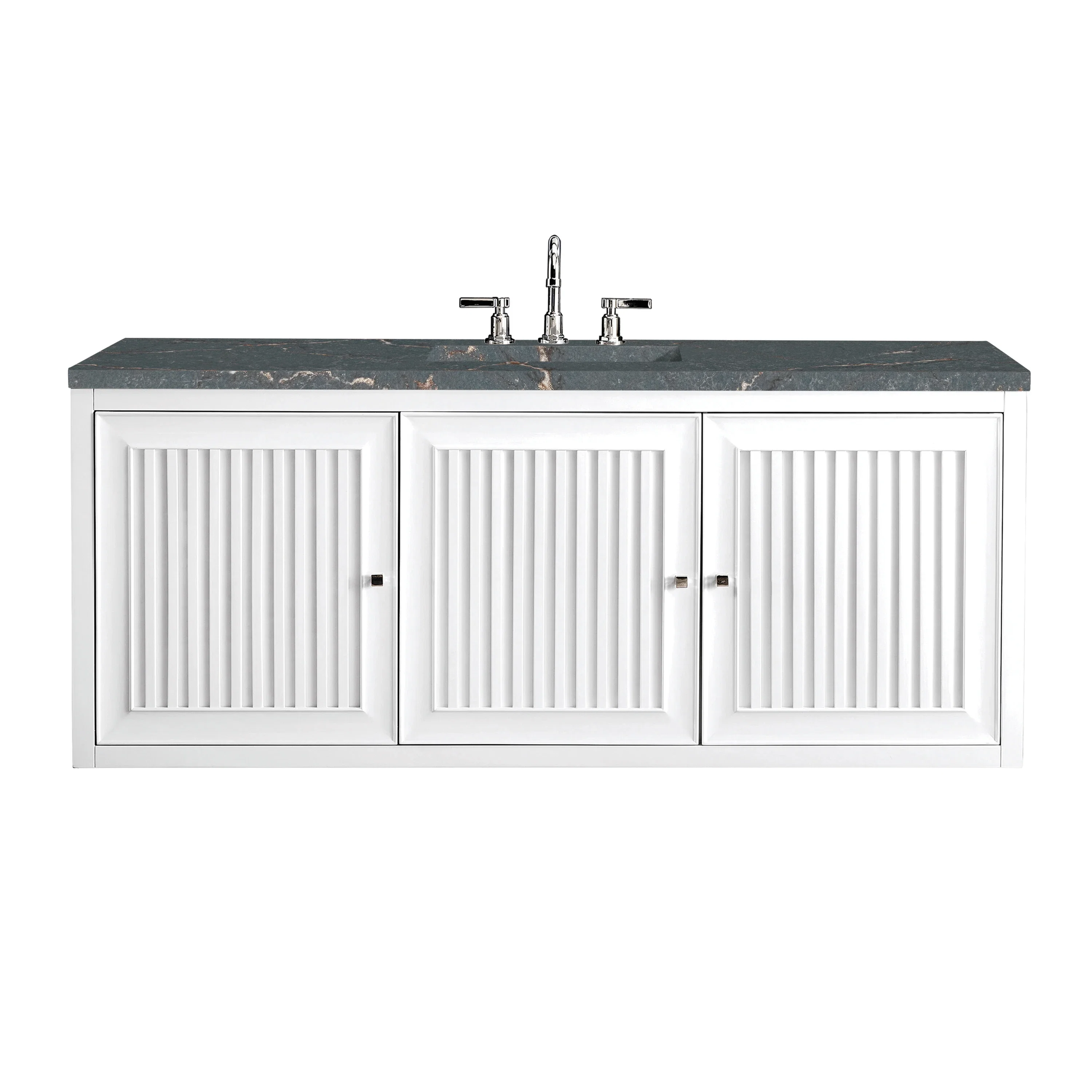 Athens 60" Single Vanity, Glossy White w/ 3 CM Parisien Bleu Silestone Top