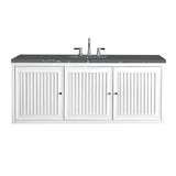 Athens 60" Single Vanity, Glossy White w/ 3 CM Parisien Bleu Silestone Top