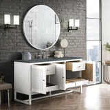Athens 60" Single Vanity, Glossy White w/ 3 CM Parisien Bleu Silestone Top