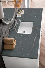 Athens 60" Single Vanity, Glossy White w/ 3 CM Parisien Bleu Silestone Top