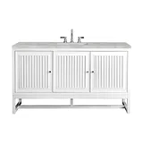 Athens 60" Single Vanity, Glossy White w/ 3 CM Victorian Silver Silestone Top