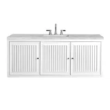 Athens 60" Single Vanity, Glossy White w/ 3 CM Victorian Silver Silestone Top