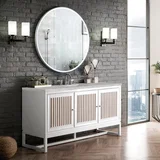 Athens 60" Single Vanity, Glossy White w/ 3 CM Victorian Silver Silestone Top