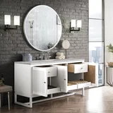 Athens 60" Single Vanity, Glossy White w/ 3 CM Victorian Silver Silestone Top