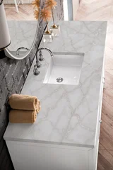 Athens 60" Single Vanity, Glossy White w/ 3 CM Victorian Silver Silestone Top