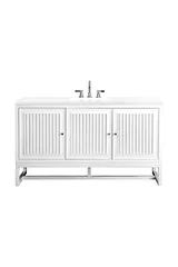 Athens 60" Single Vanity, Glossy White w/ 3 CM White Zeus Silestone Top