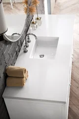 Athens 60" Single Vanity, Glossy White w/ 3 CM White Zeus Silestone Top