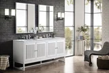 Athens 72" Double Vanity, Glossy White w/ 3 CM Carrara White Top
