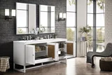 Athens 72" Double Vanity, Glossy White w/ 3 CM Carrara White Top