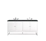 Athens 72" Double Vanity, Glossy White w/ 3 CM Charcoal Soapstone Silestone Top