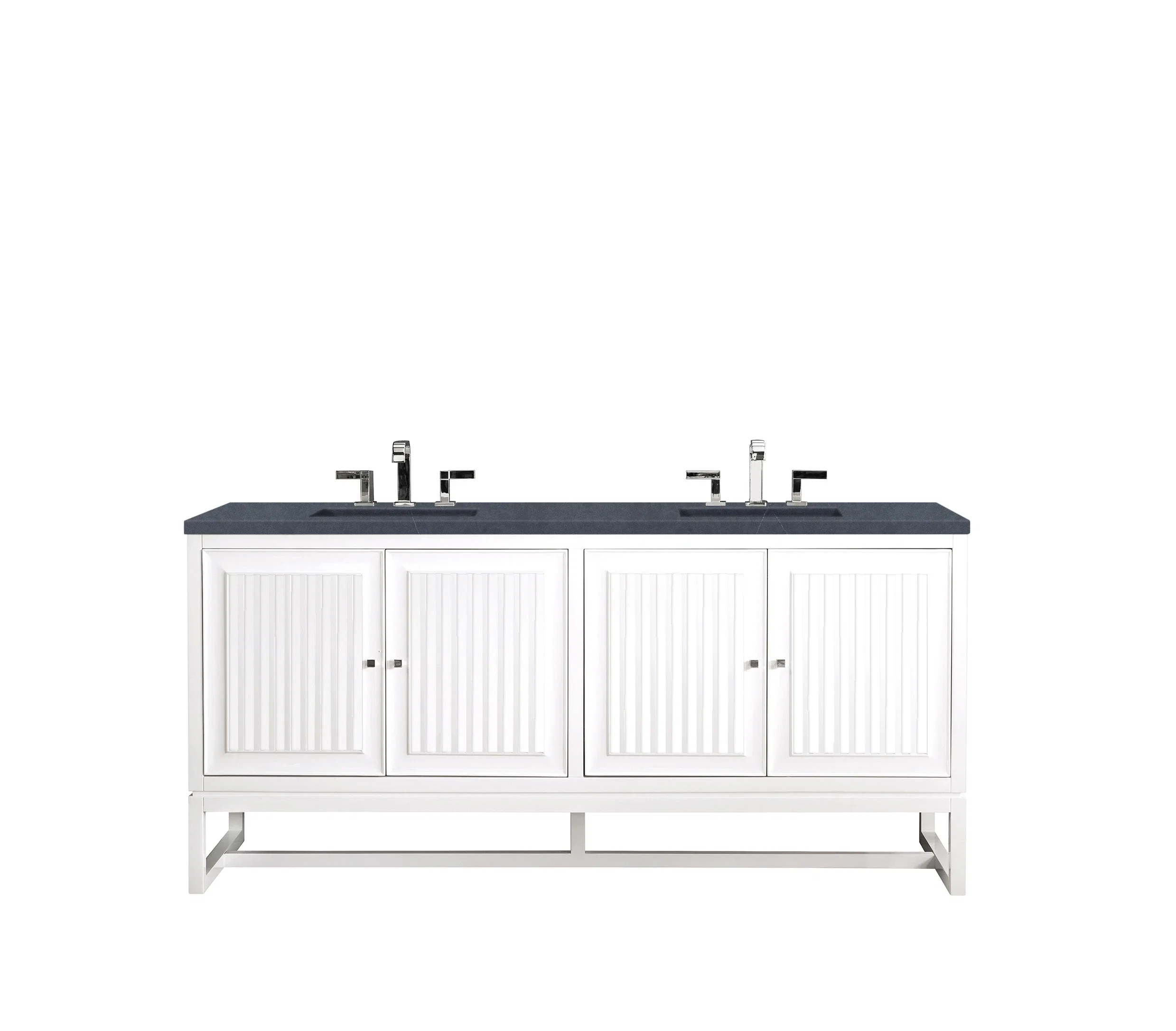 Athens 72" Double Vanity, Glossy White w/ 3 CM Charcoal Soapstone Silestone Top