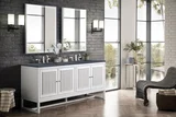 Athens 72" Double Vanity, Glossy White w/ 3 CM Charcoal Soapstone Silestone Top
