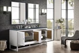 Athens 72" Double Vanity, Glossy White w/ 3 CM Charcoal Soapstone Silestone Top
