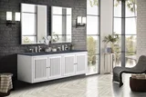 Athens 72" Double Vanity, Glossy White w/ 3 CM Charcoal Soapstone Silestone Top