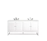 Athens 72" Double Vanity, Glossy White w/ 3 CM Eternal Jasmine Pearl Silestone Top