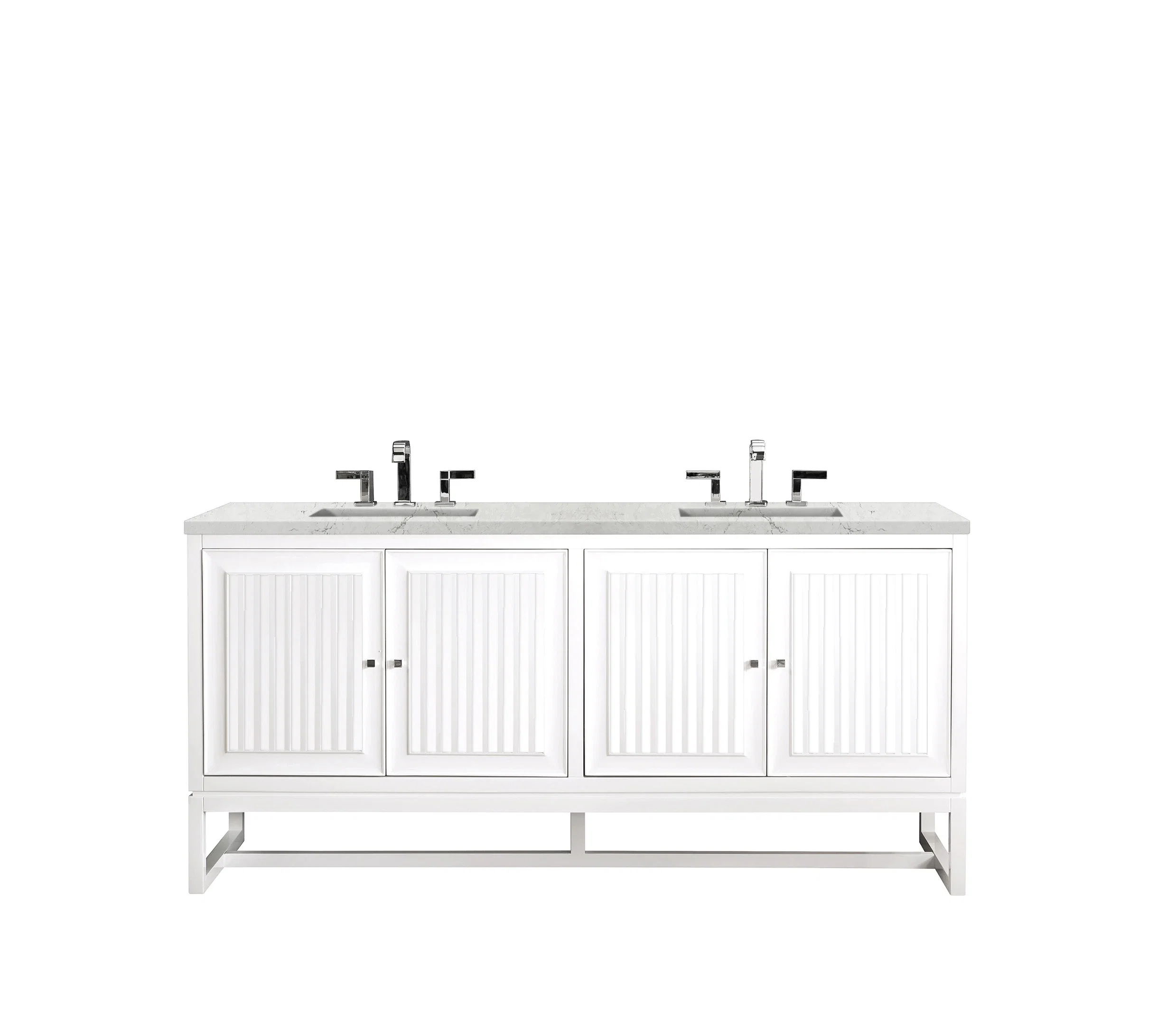 Athens 72" Double Vanity, Glossy White w/ 3 CM Eternal Jasmine Pearl Silestone Top