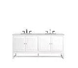 Athens 72" Double Vanity, Glossy White w/ 3 CM Eternal Jasmine Pearl Silestone Top