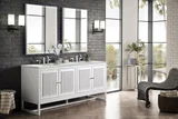 Athens 72" Double Vanity, Glossy White w/ 3 CM Eternal Jasmine Pearl Silestone Top
