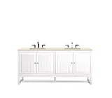 Athens 72" Double Vanity, Glossy White w/ 3 CM Eternal Marfil Top