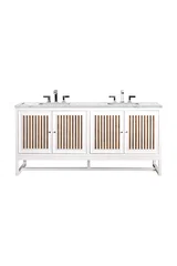 Athens 72" Double Vanity, Glossy White w/ 3 CM Ethereal Noctis Top