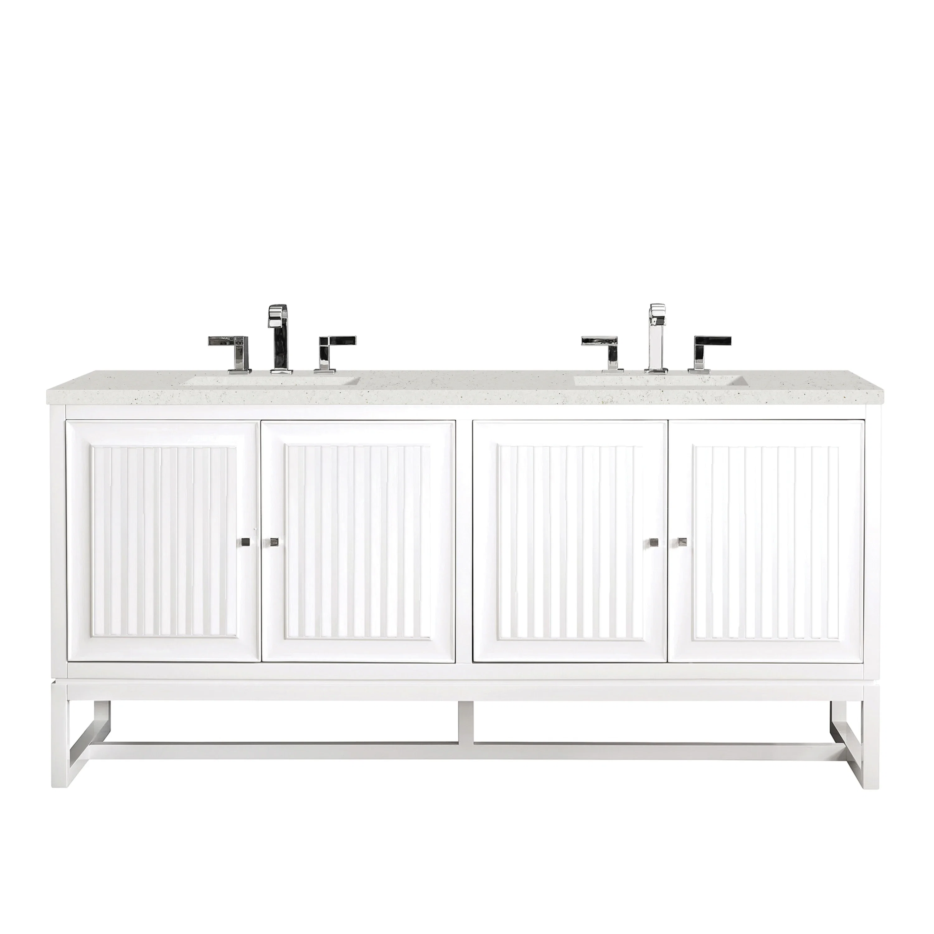 Athens 72" Double Vanity, Glossy White w/ 3 CM Lime Delight Silestone Top