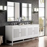 Athens 72" Double Vanity, Glossy White w/ 3 CM Lime Delight Silestone Top