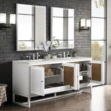 Athens 72" Double Vanity, Glossy White w/ 3 CM Lime Delight Silestone Top