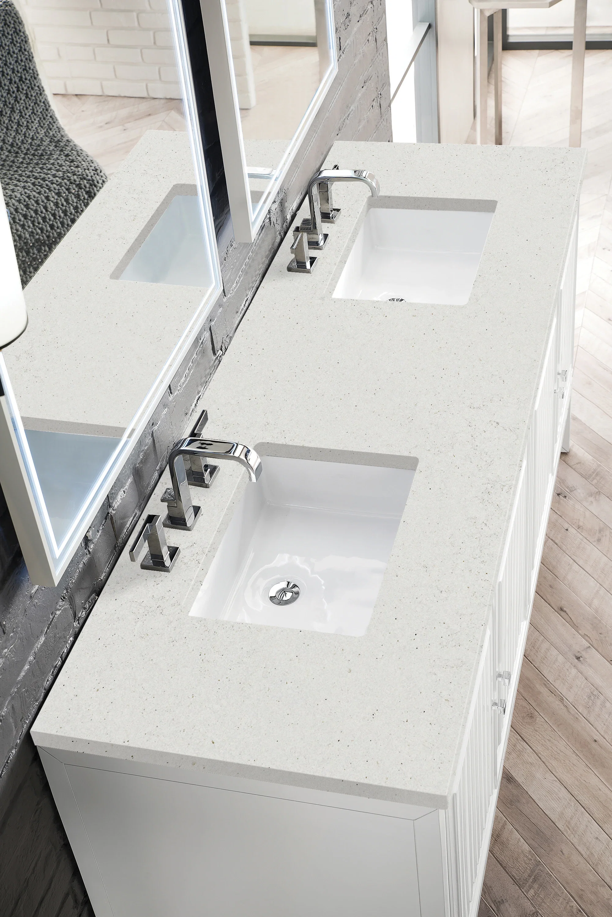 Athens 72" Double Vanity, Glossy White w/ 3 CM Lime Delight Silestone Top