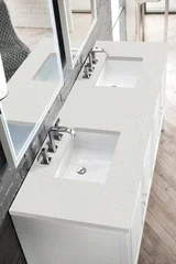 Athens 72" Double Vanity, Glossy White w/ 3 CM Lime Delight Silestone Top