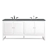 Athens 72" Double Vanity, Glossy White w/ 3 CM Parisien Bleu Silestone Top