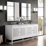 Athens 72" Double Vanity, Glossy White w/ 3 CM Victorian Silver Silestone Top