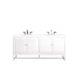 Athens 72" Double Vanity, Glossy White w/ 3 CM White Zeus Silestone Top
