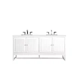 Athens 72" Double Vanity, Glossy White w/ 3 CM White Zeus Silestone Top