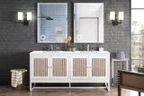 Athens 72" Double Vanity, Glossy White w/ 3 CM White Zeus Silestone Top