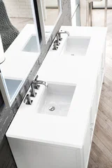 Athens 72" Double Vanity, Glossy White w/ 3 CM White Zeus Silestone Top