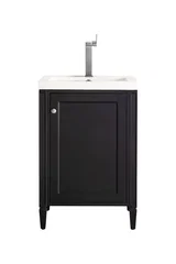 Britannia 24" Single Vanity, Black Onyx w/ White Glossy Composite Stone Top