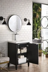 Britannia 24" Single Vanity, Black Onyx w/ White Glossy Composite Stone Top