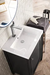 Britannia 24" Single Vanity, Black Onyx w/ White Glossy Composite Stone Top