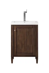Britannia 24" Single Vanity, Mid-Century Acacia w/ White Glossy Composite Stone Top