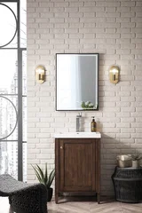 Britannia 24" Single Vanity, Mid-Century Acacia w/ White Glossy Composite Stone Top
