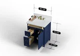 Kensington 30 inch left drawers bathroom vanity in Navy Blue, studio render