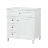 Kensington 30 inch left drawers bathroom vanity in Bright White, product view