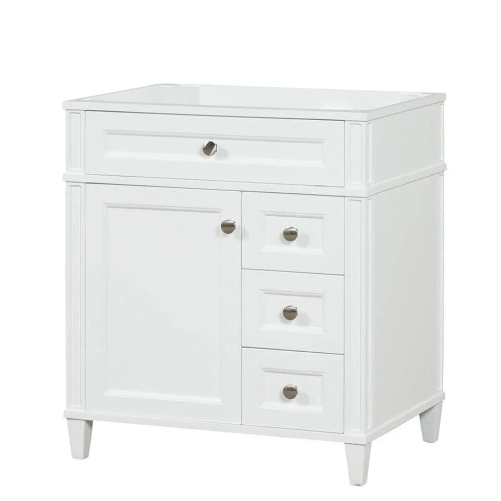 Kensington 30 inch right drawers bathroom vanity in Bright White, product view