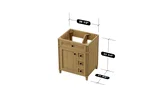 Kensington 30 inch right drawers bathroom vanity in Desert Oak, studio render