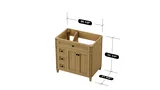 Kensington 36 inch left drawers bathroom vanity in Desert Oak, studio render
