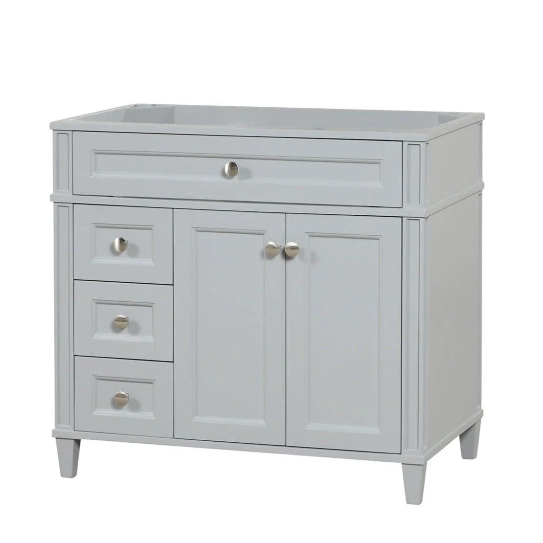 Kensington 36 inch left drawers bathroom vanity in Metal Gray, product view