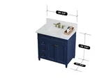 Kensington 36 inch left drawers bathroom vanity in Navy Blue, studio render